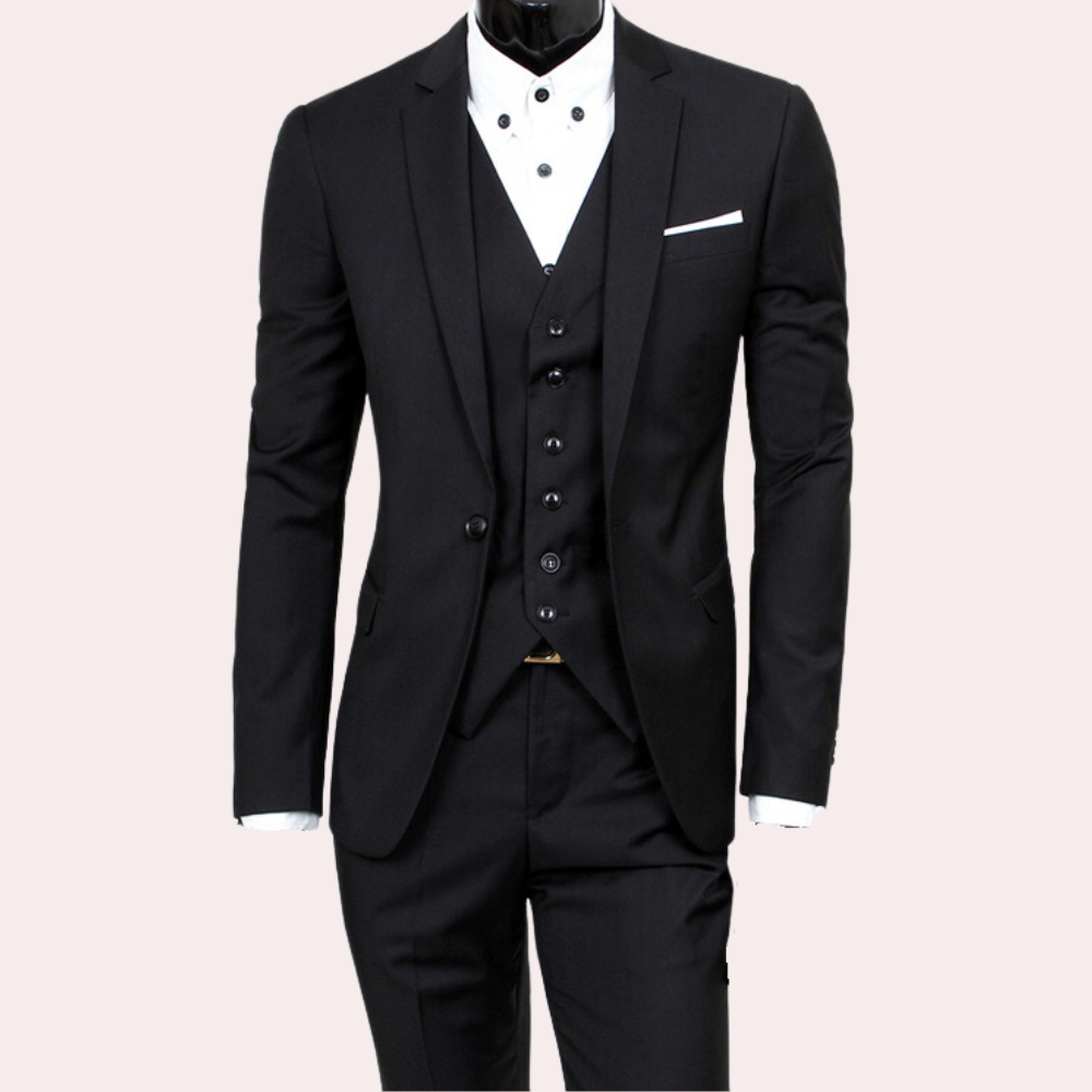 Zwarte 3-delig heren pak voor bruiloft gast