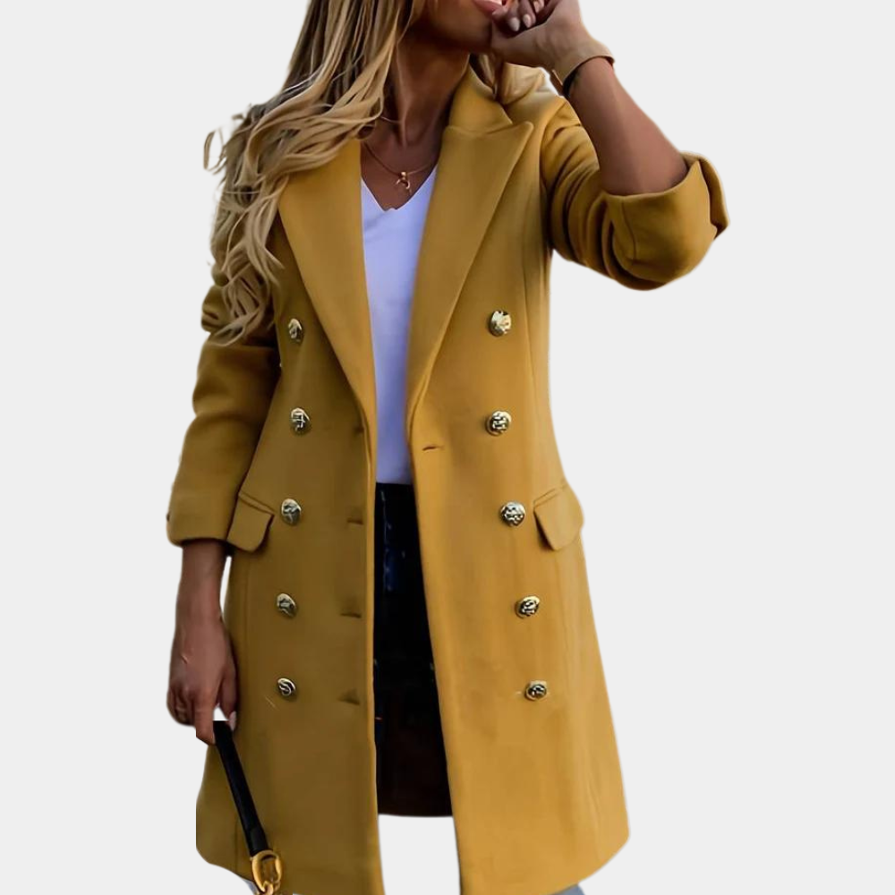 Gele lange trenchcoat jas voor dames