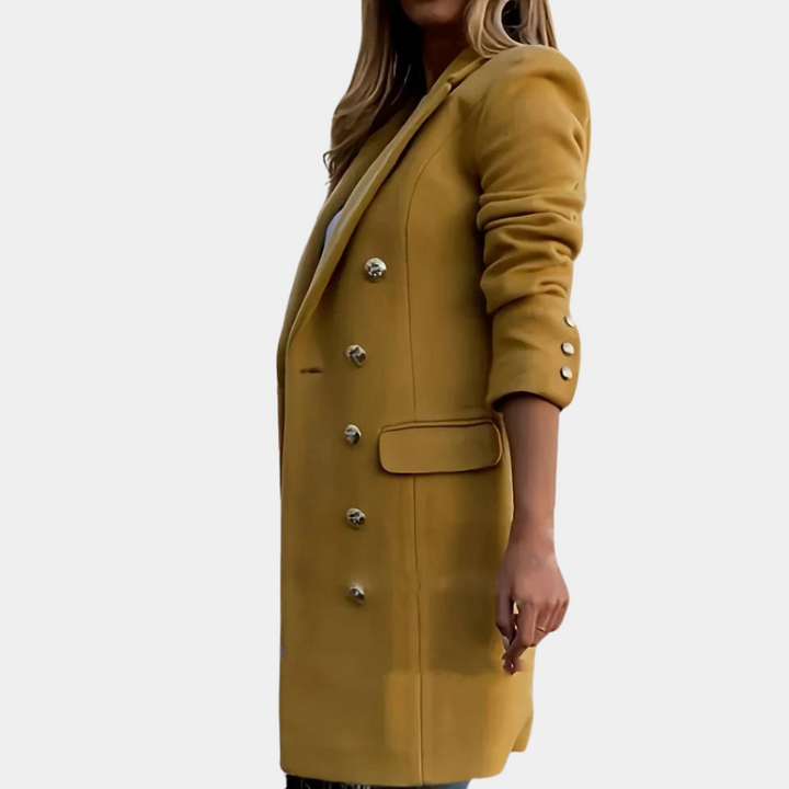 Gele lange trenchcoat jas voor dames