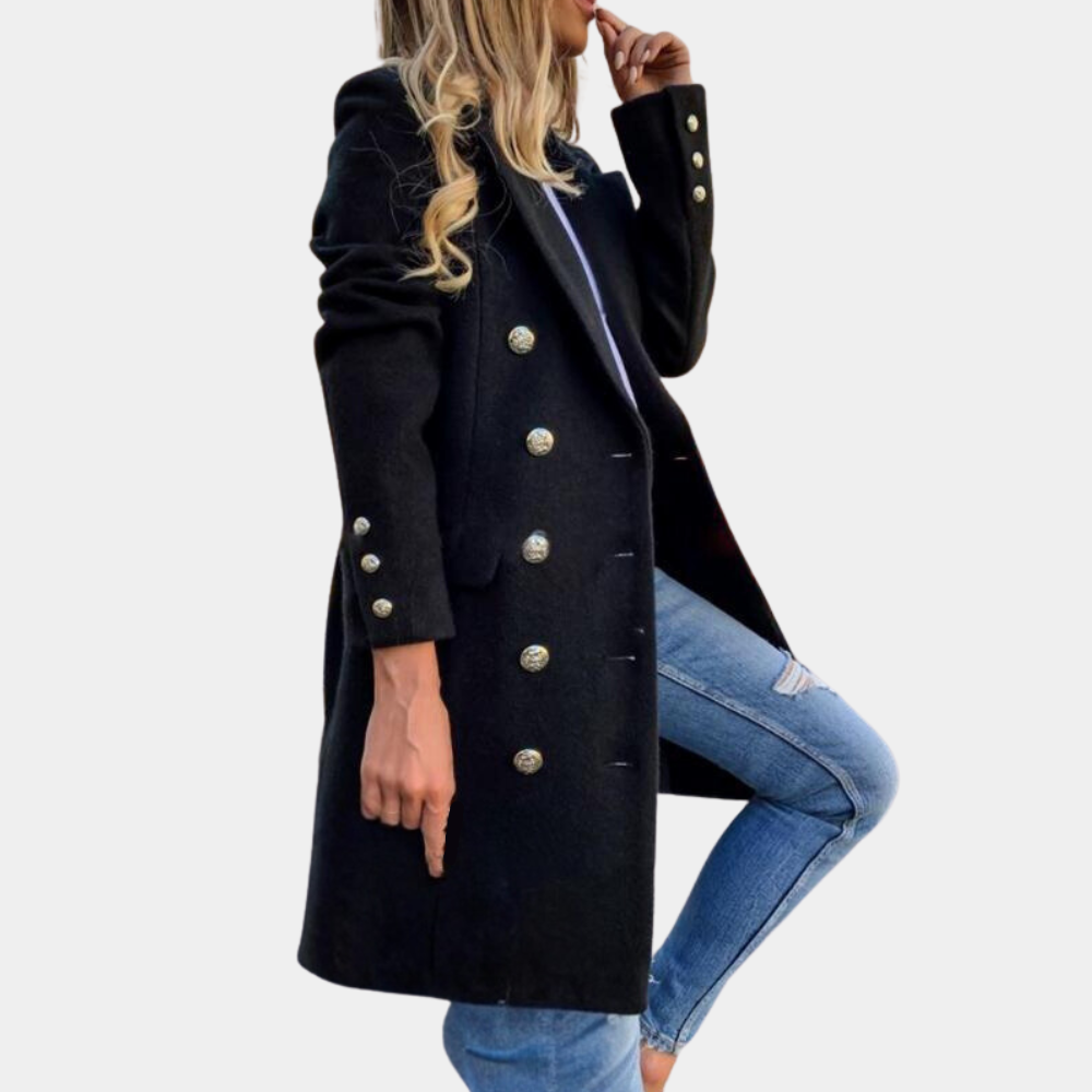 Zwarte lange trenchcoat jas voor dames