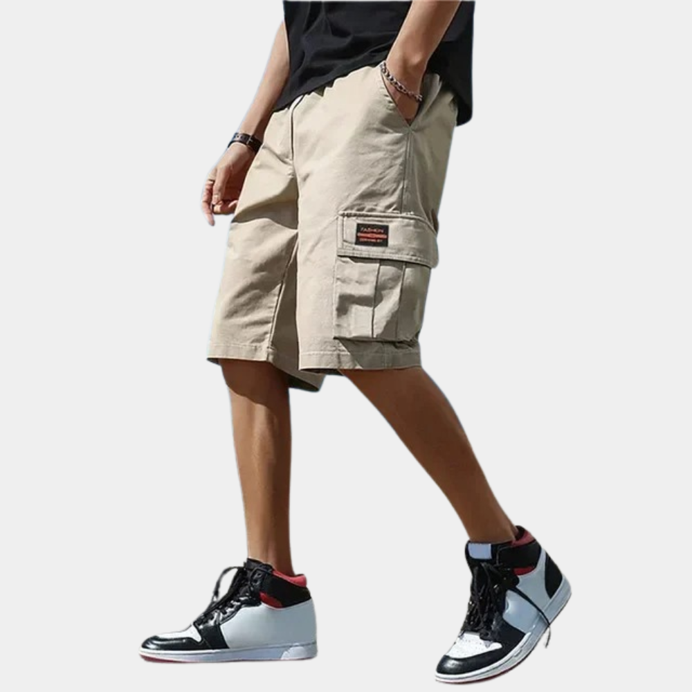 Khaki cargo shorts met zakken voor heren