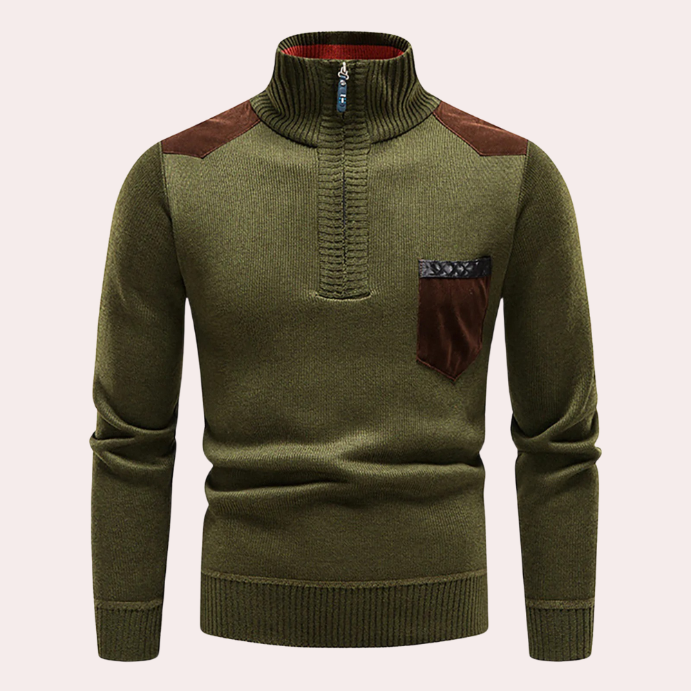 Ignatius - Tijdloze Elegantie Half-Zip Trui voor Mannen