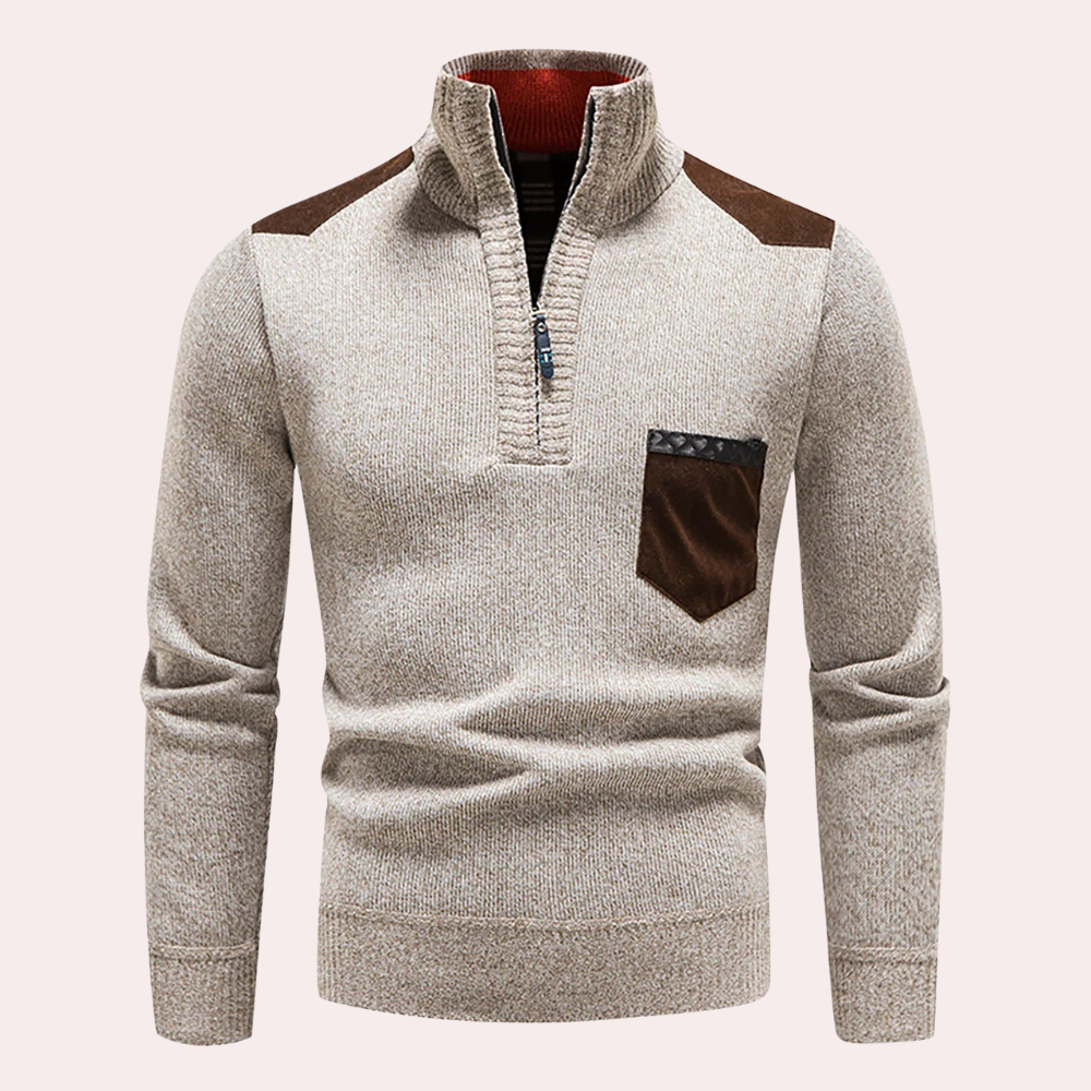 Ignatius - Tijdloze Elegantie Half-Zip Trui voor Mannen