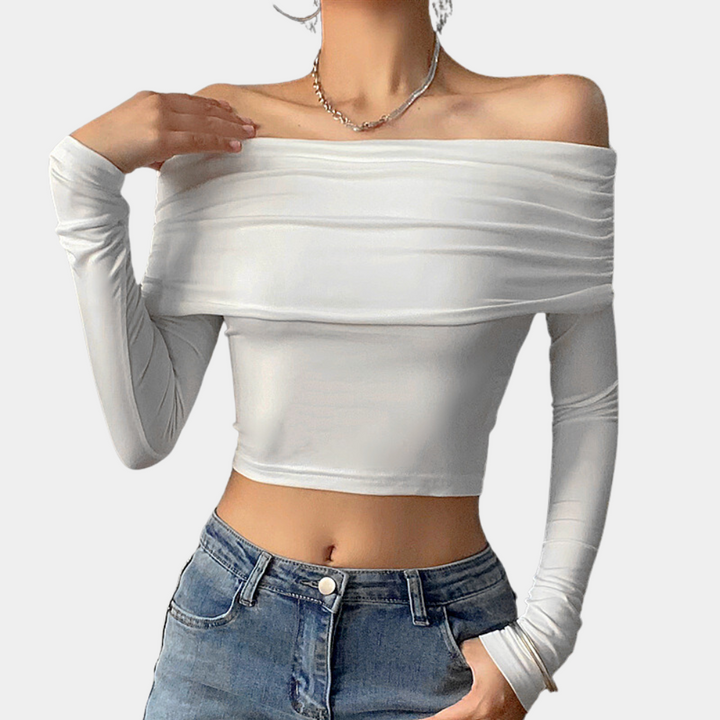 Damestop met lange mouwen en off-shoulder