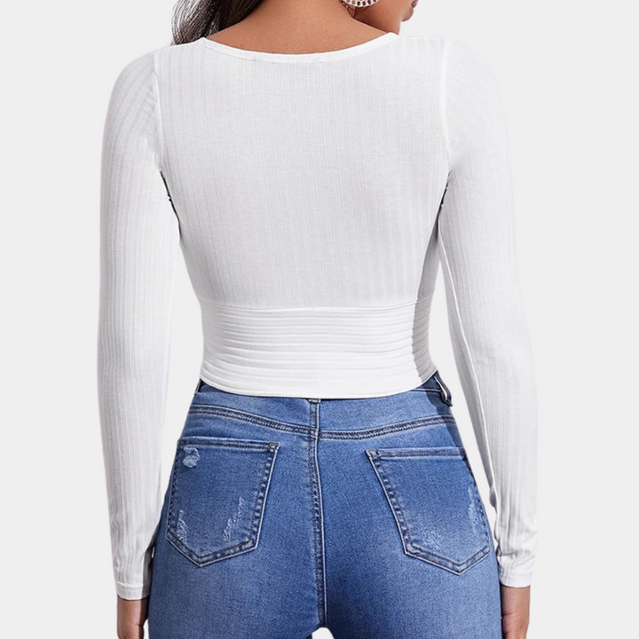 Stijlvolle dames crop top met lange mouwen