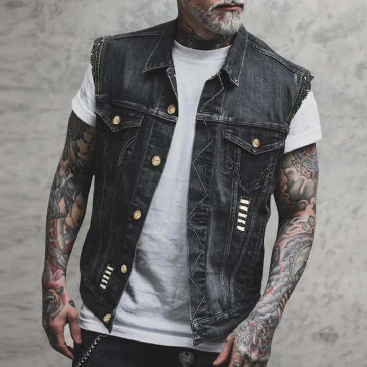 Yevgeny - Retro denim vest voor heren