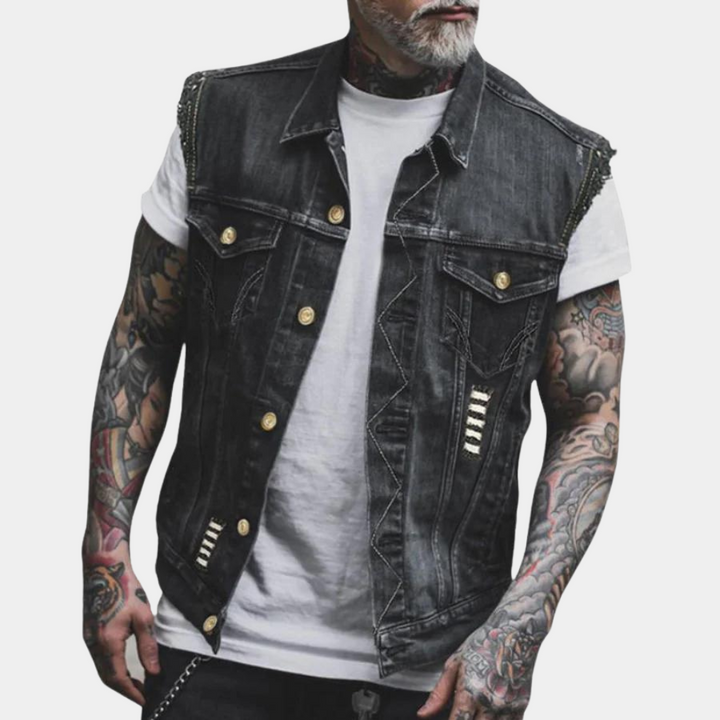 Yevgeny - Retro denim vest voor heren