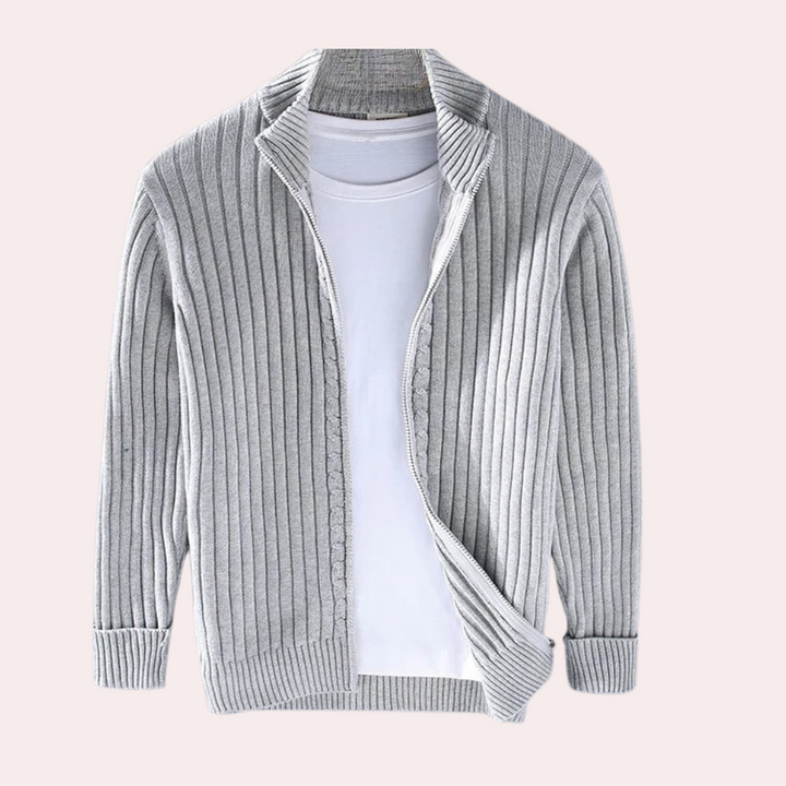 Janusz - Casual luxe gebreid herencardigan met rits