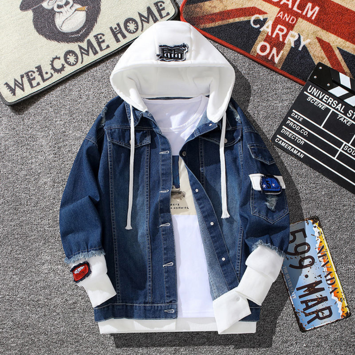 Quentin - Trendy heren denim jack met capuchon.