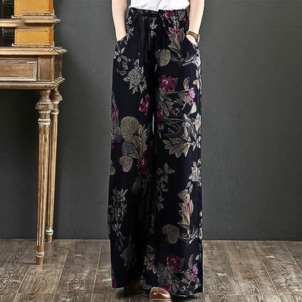 Kirsi - Elegante wijde broek met bloemenprint