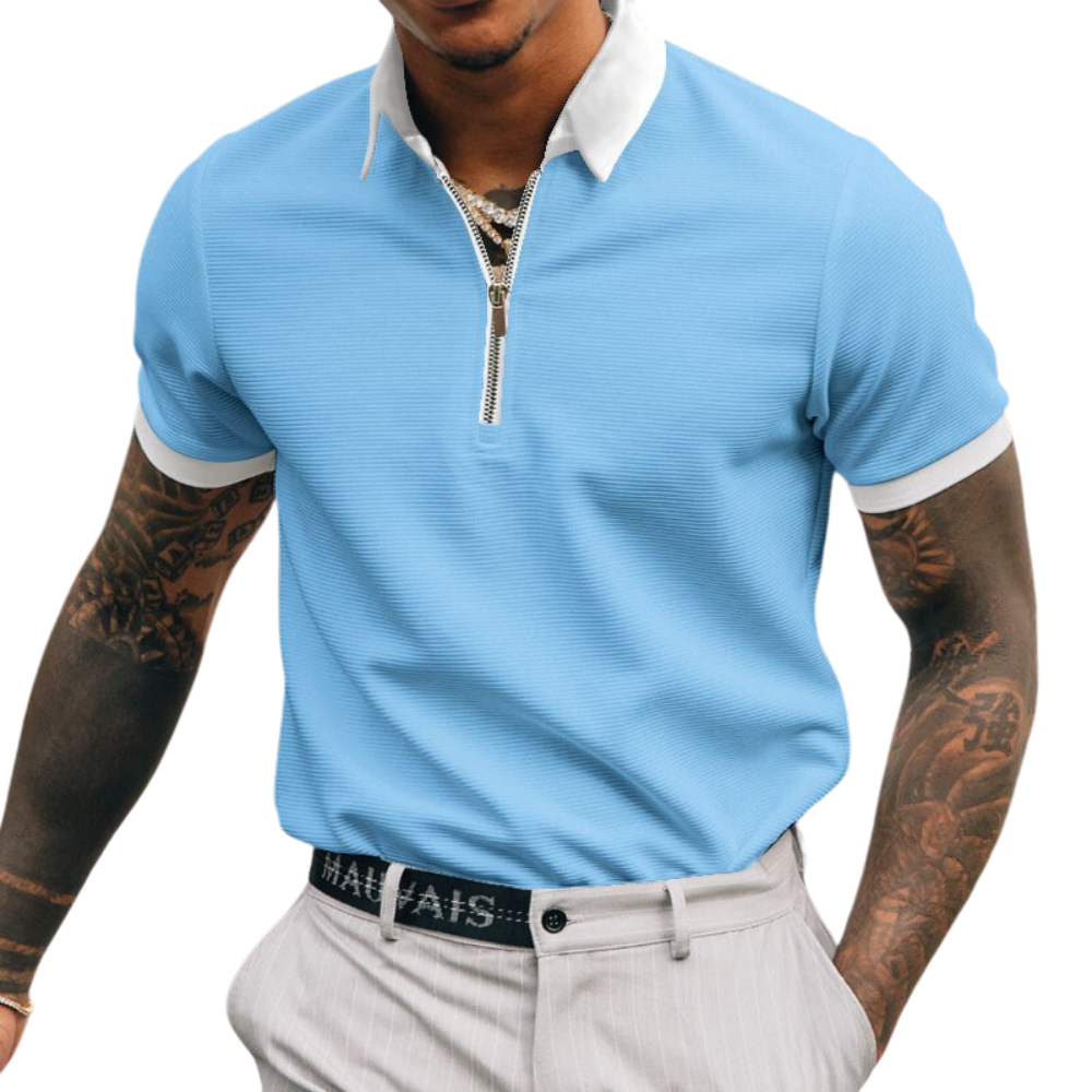 Edvard - Elegant Half Rits Poloshirt voor heren