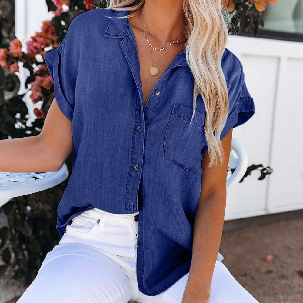 Shaloni - Moderne Casual Denim Blouse voor Vrouwen