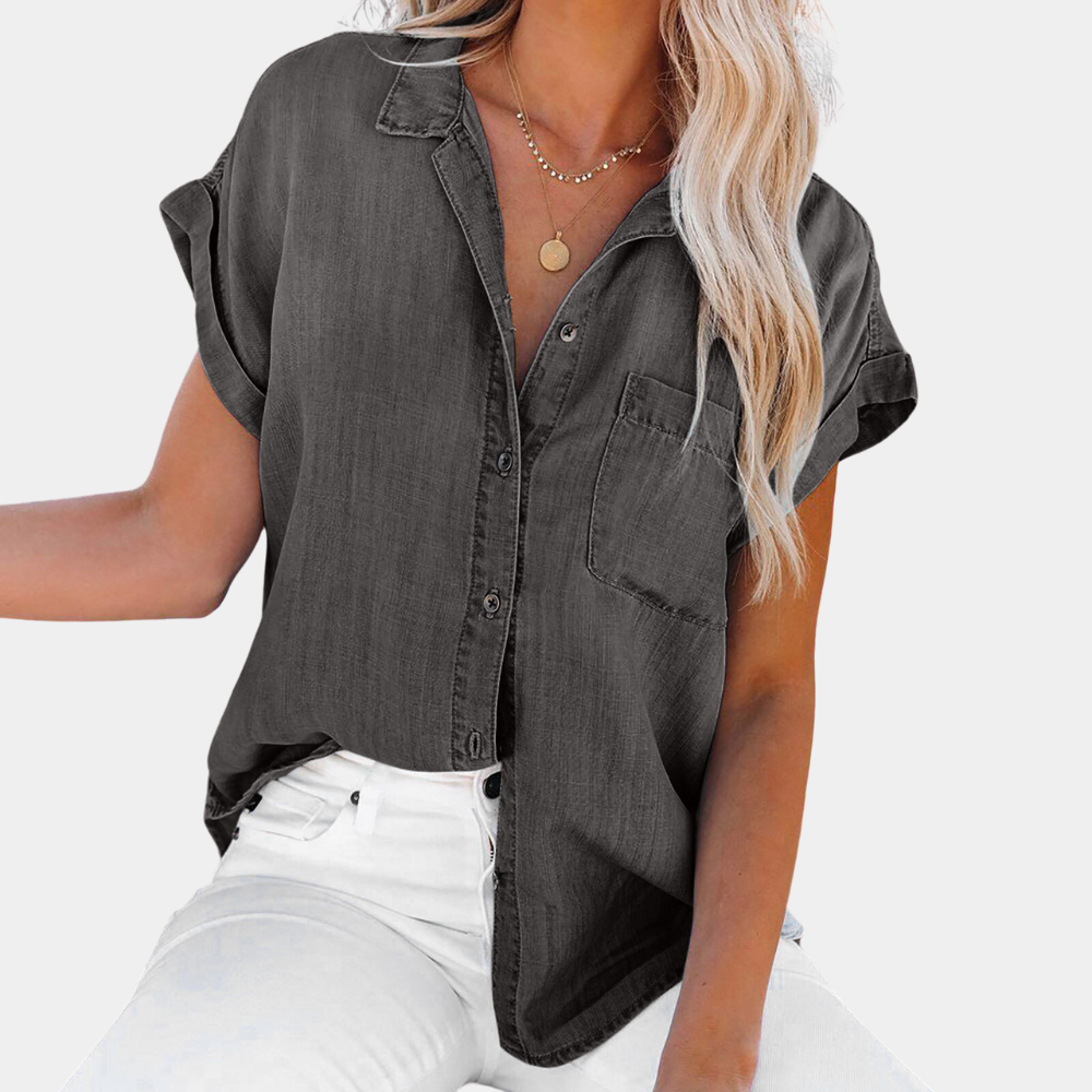 Shaloni - Moderne Casual Denim Blouse voor Vrouwen