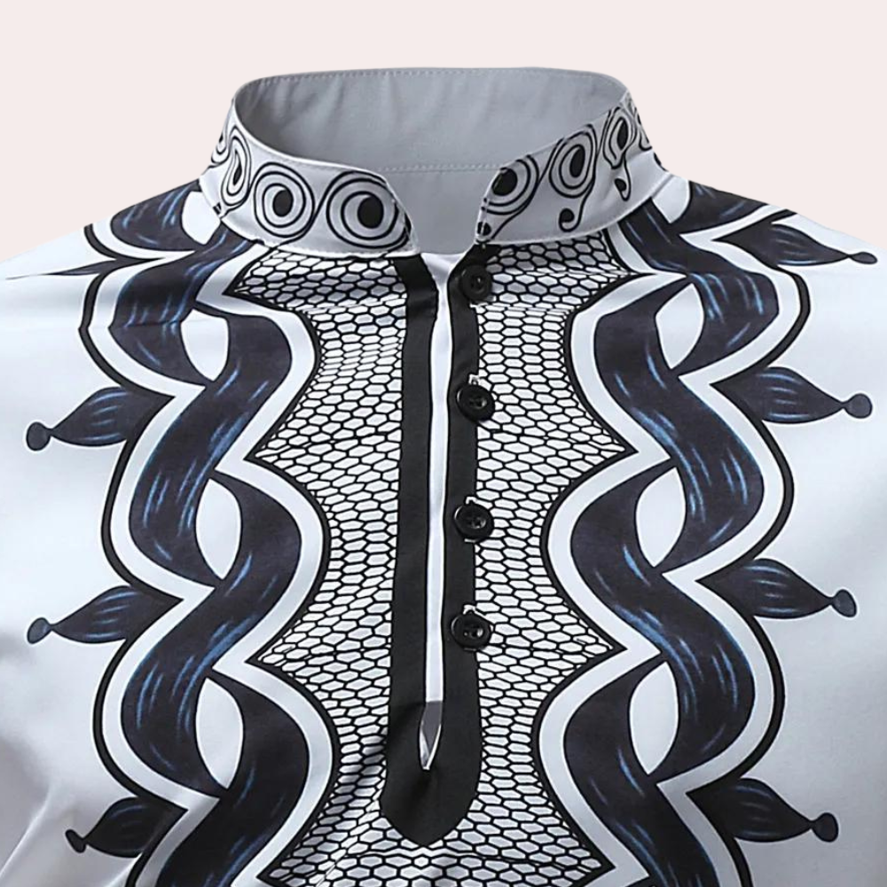 Dimitris - Modieus shirt met lange mouwen en etnische print