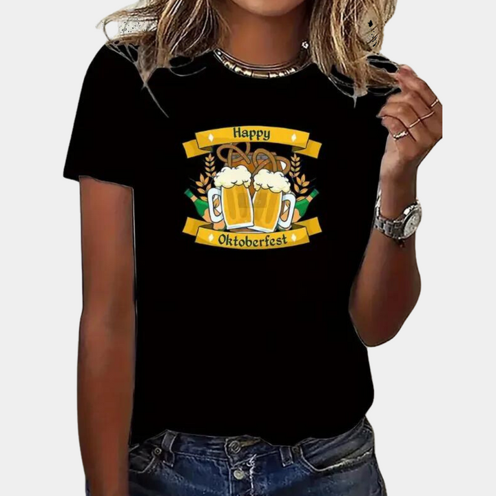 Marilena - Vrolijke Oktoberfest Graphic Tee voor Dames