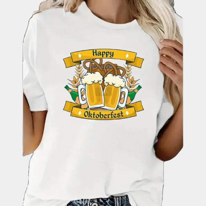 Marilena - Vrolijke Oktoberfest Graphic Tee voor Dames