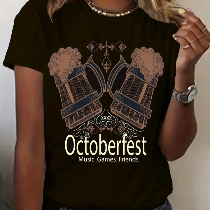 Agnieszka - Bedrukt t-shirt met Oktoberfest voor dames