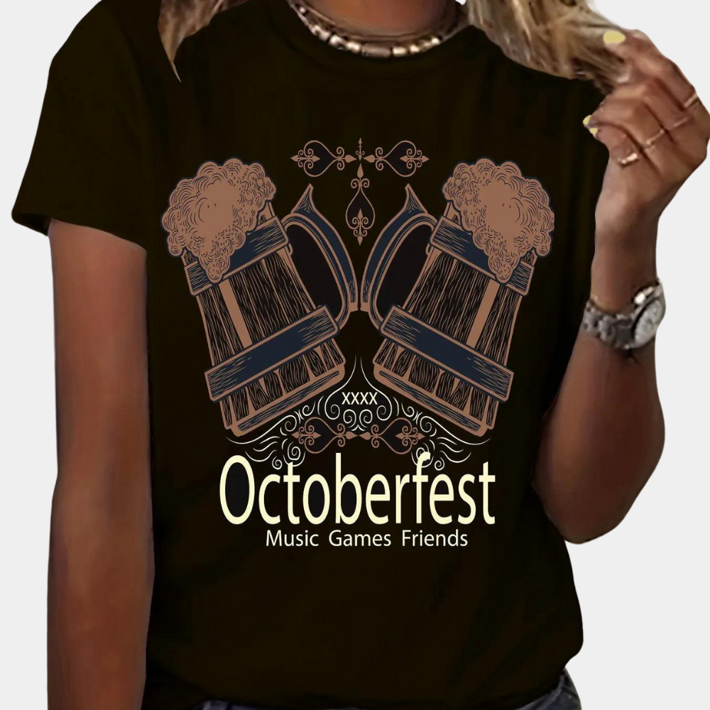 Agnieszka - Bedrukt t-shirt met Oktoberfest voor dames