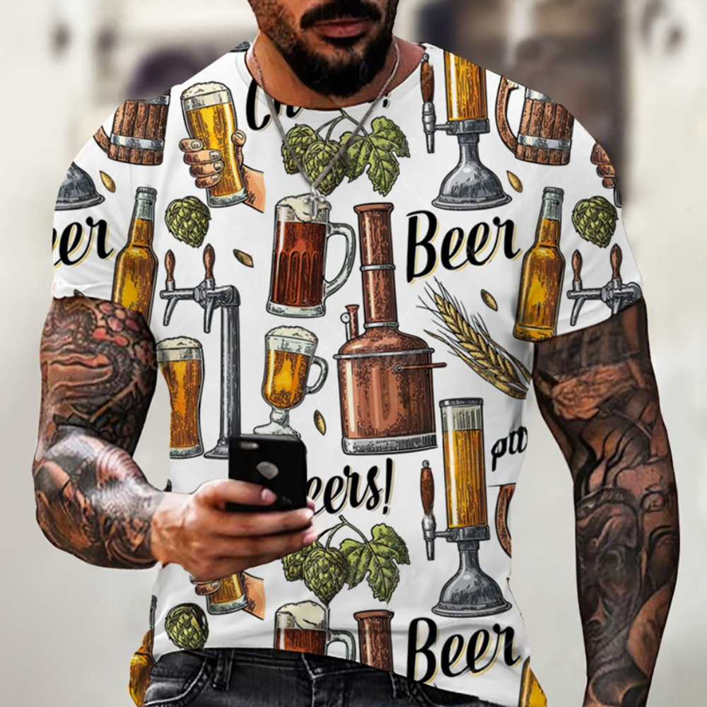 Nikos - Speelse print Oktoberfest T-Shirt voor heren