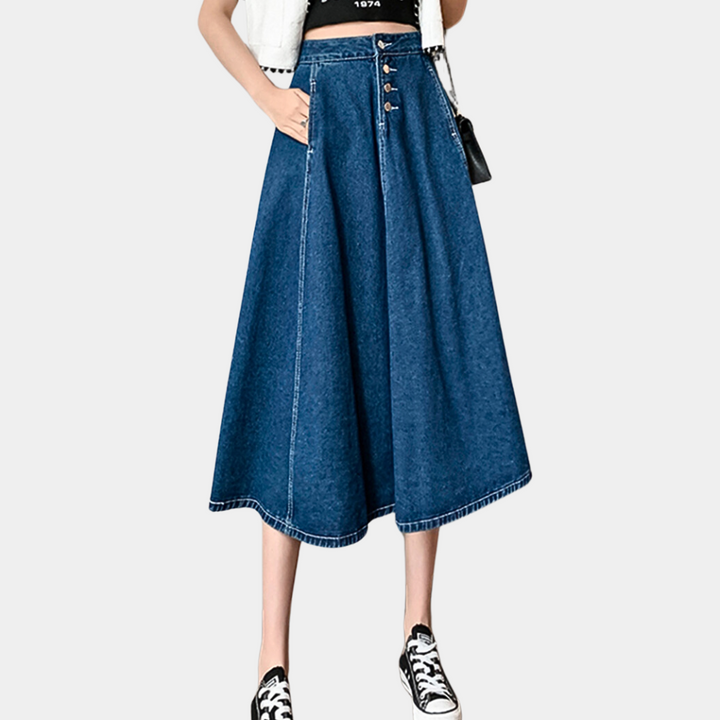 Polyxena - Tijdloze lange denim rok voor dames