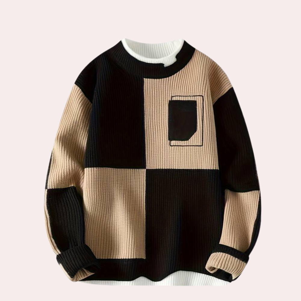 Agoston - Trendy Color Block Pullover voor Heren