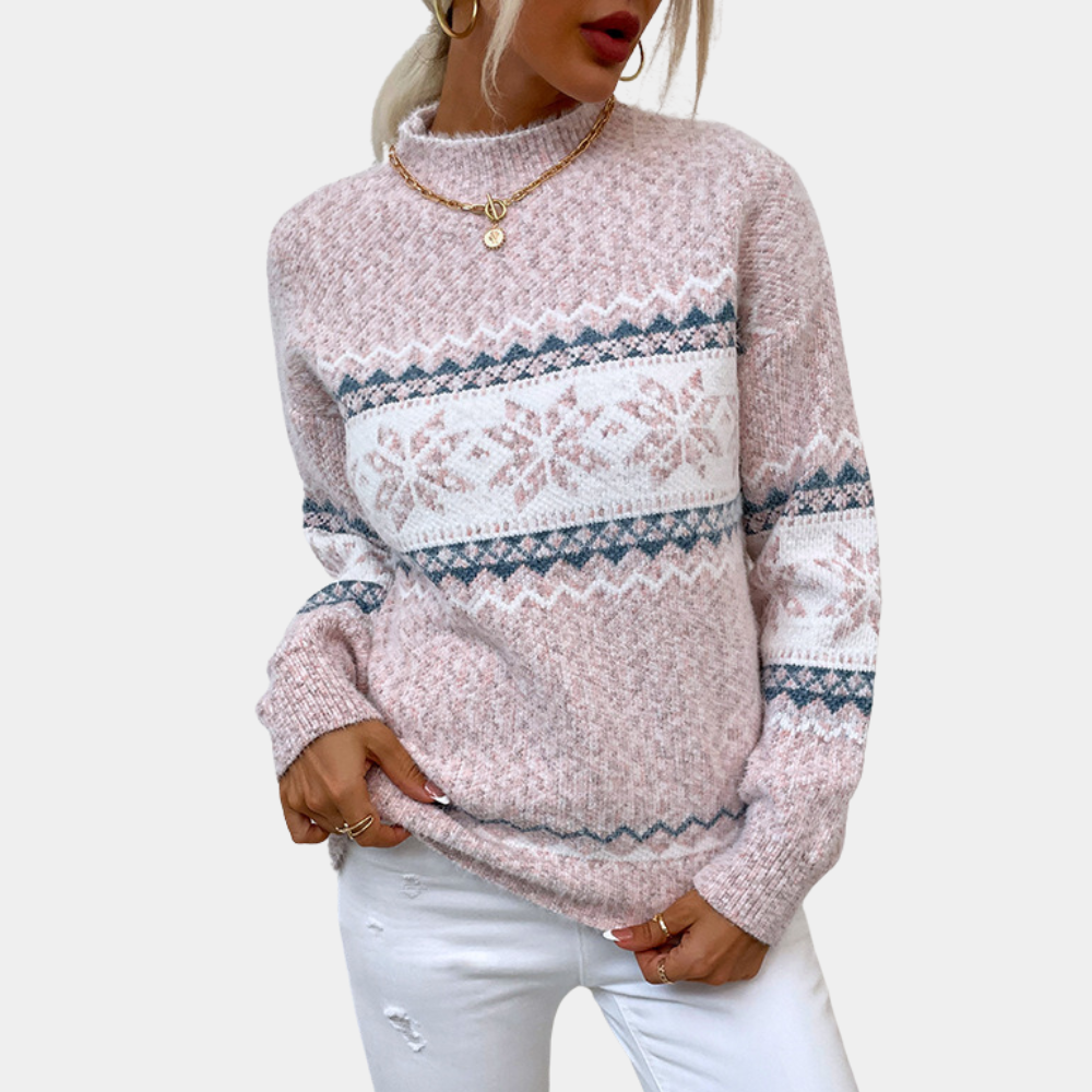 Roze kersttrui met print voor dames