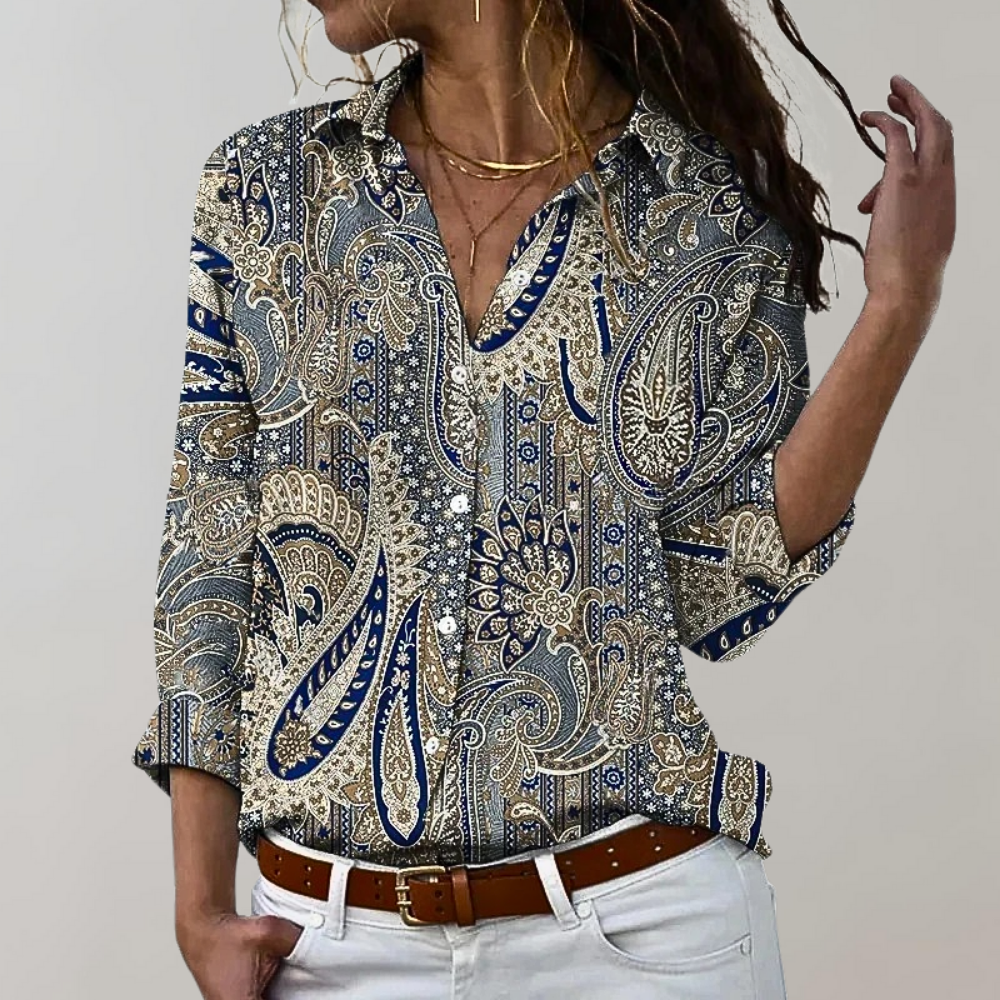 Blouse met lange mouw en print voor dames