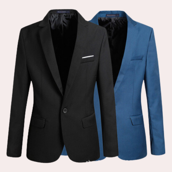 Zwarte en blauwe blazer heren