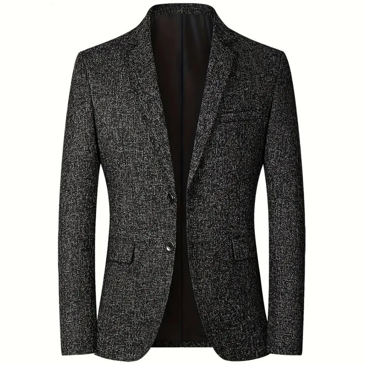 Voorkant zwarte blazer voor heren