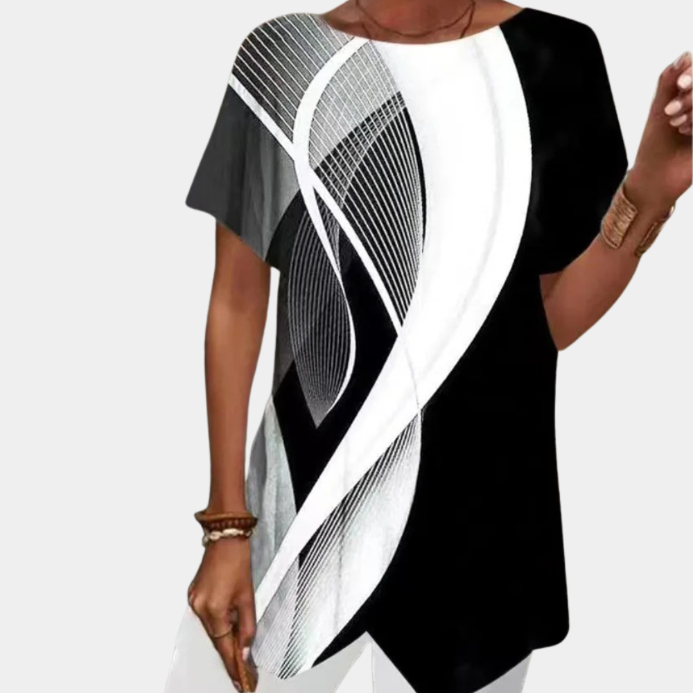 Zwarte geometrische stijl midi damesjurk 