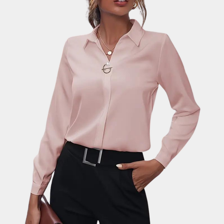 Roze effen blouse voor dames