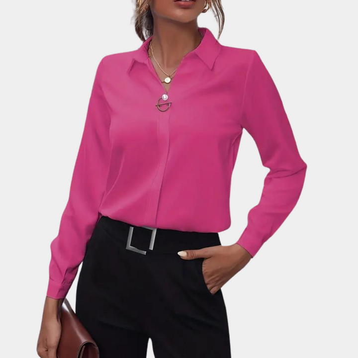 Roze effen blouse voor dames