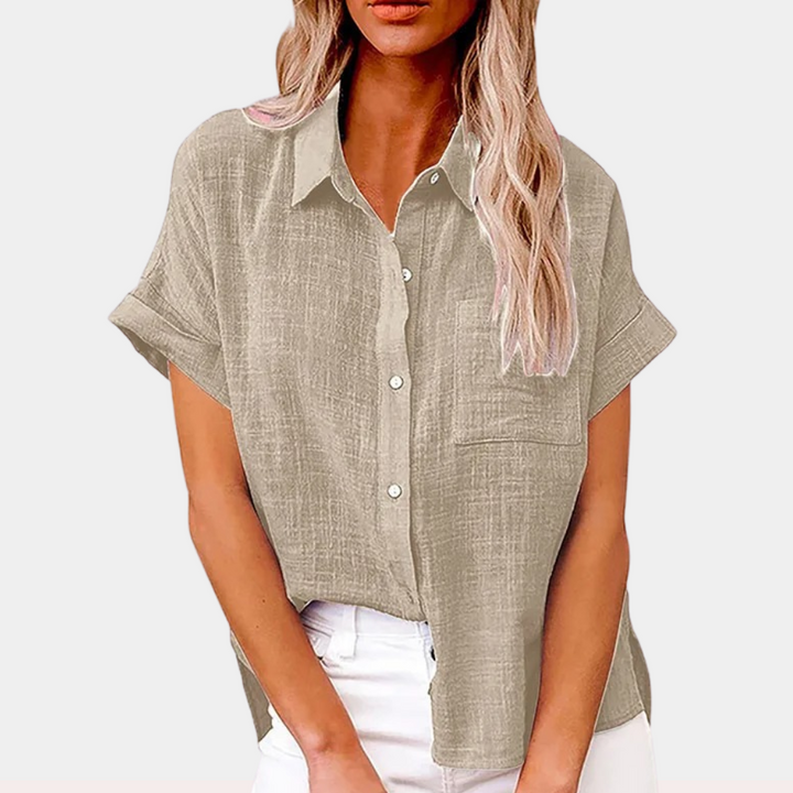 khaki zomer blouse voor dames