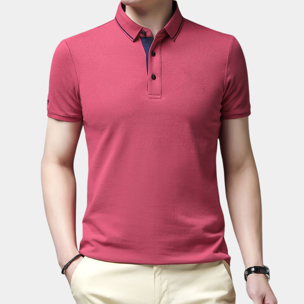 Rood poloshirt voor heren met korte mouw, kraag en knopen